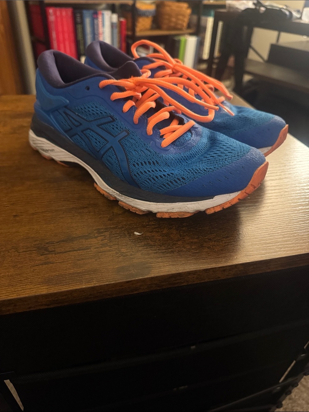 ASICS Women’s Blue Running Shoes with Orange Accents